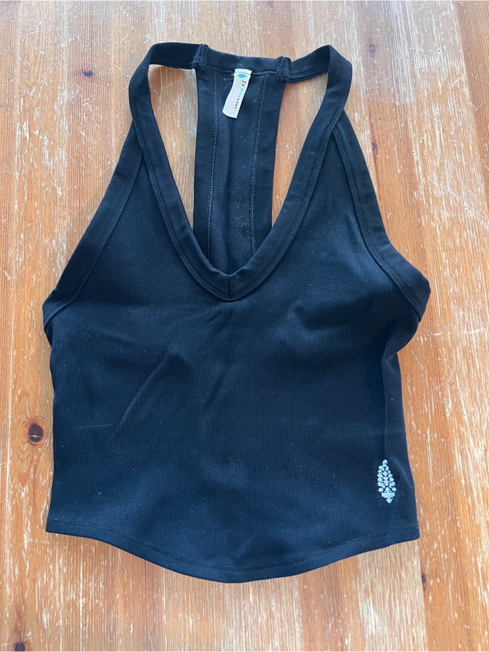 Free People Women's Black Ribbed V-Neck Tank Top